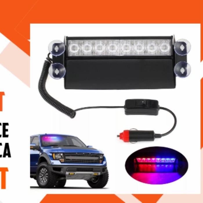 LAMPU STROBO DASHBOARD MOBIL TEMPEL KACA MOBIL MERAH BIRU 3 MODE