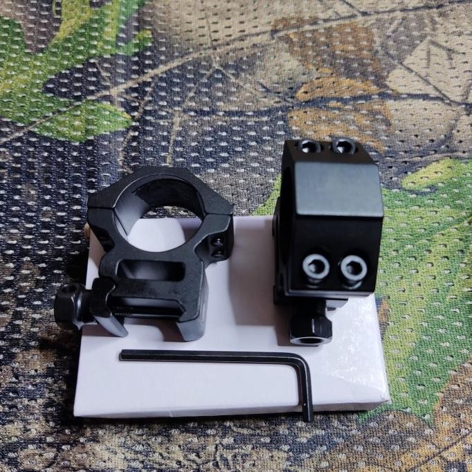 mounting 2 baut tube 25 kaki rel 22 pendek mounting teleskop 