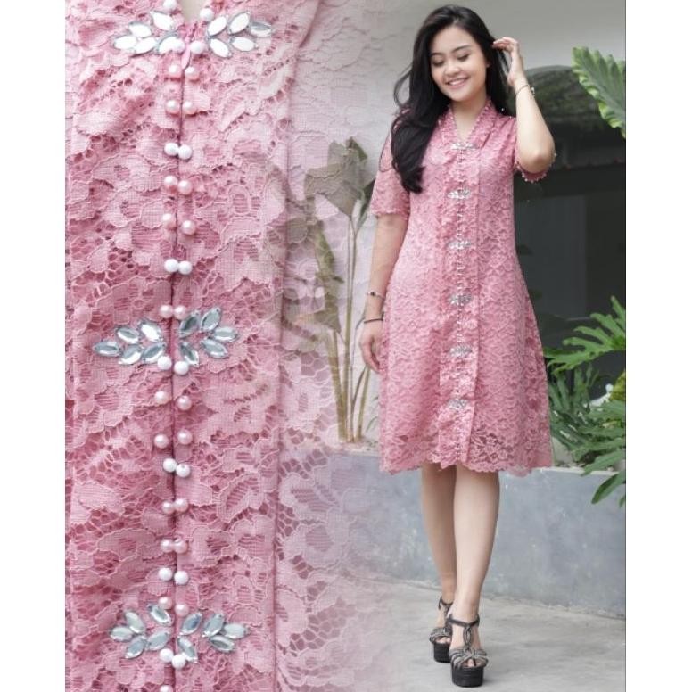 jku TERLARISS  Dress Brukat Mix Payet Dress Pesta Natal Dress Jumbo LD 130