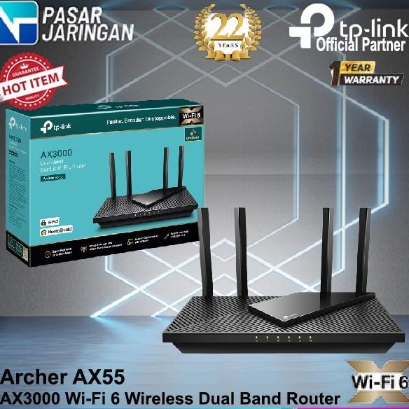 TERBARU - TP-LINK Archer AX55 AX3000 Dual Band Gigabit Wi-Fi 6 Router
