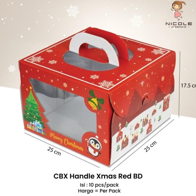 

Terlaris Cake Box Handle Xmas BD / Kotak Kue Handle / Box Handle Christmas COD