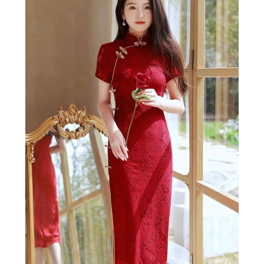 Meno - Cheongsam Imlek/Cheongsam Dress Wanita/Cheongsam Import Ready Stock