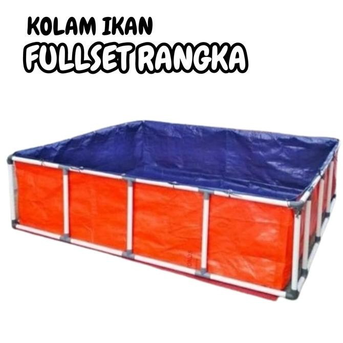 Terpal Kolam ikan fullset rangka kotak a12 plus pembuangan AS