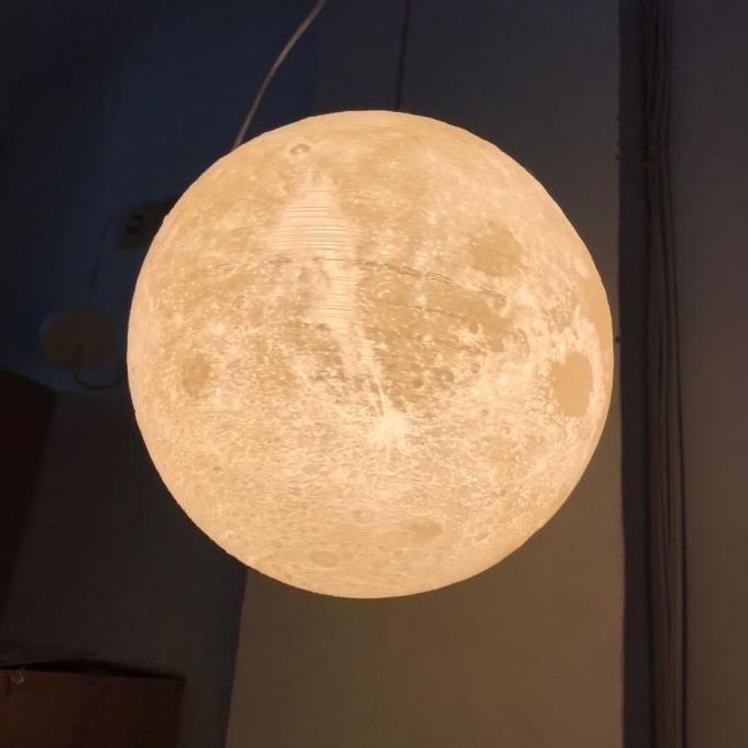 Lampu Gantung Bulat Led Bentuk Bulan / Lampu Liontin /Lampu Cafe 3D - Jurnnian