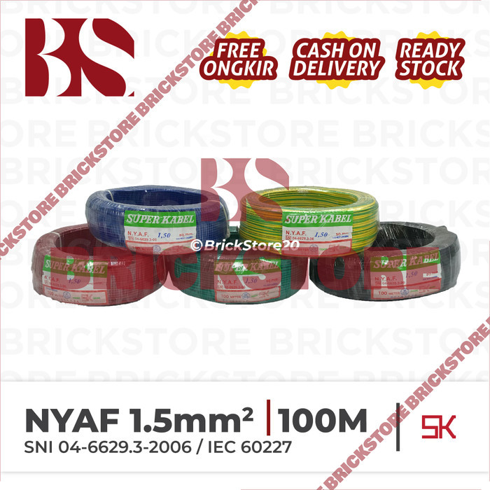 Barang T3Rbaik- Kabel Super Nyaf 1.5 Mm Nyaf 1.5 Nyaf 1.5 Af 1.5 Af 1.5 Sqmm 1.5Mm Sni
