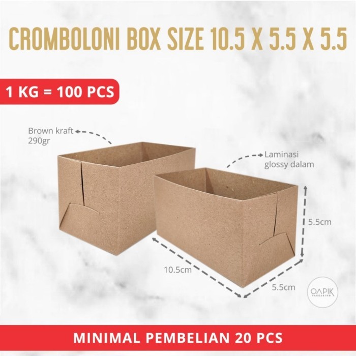 TERLENGKAP BOX CROMBOLONI / TOAST BOX / WADAH CROMBOLONI SIZE 10.5 x 5.5 x 5.5