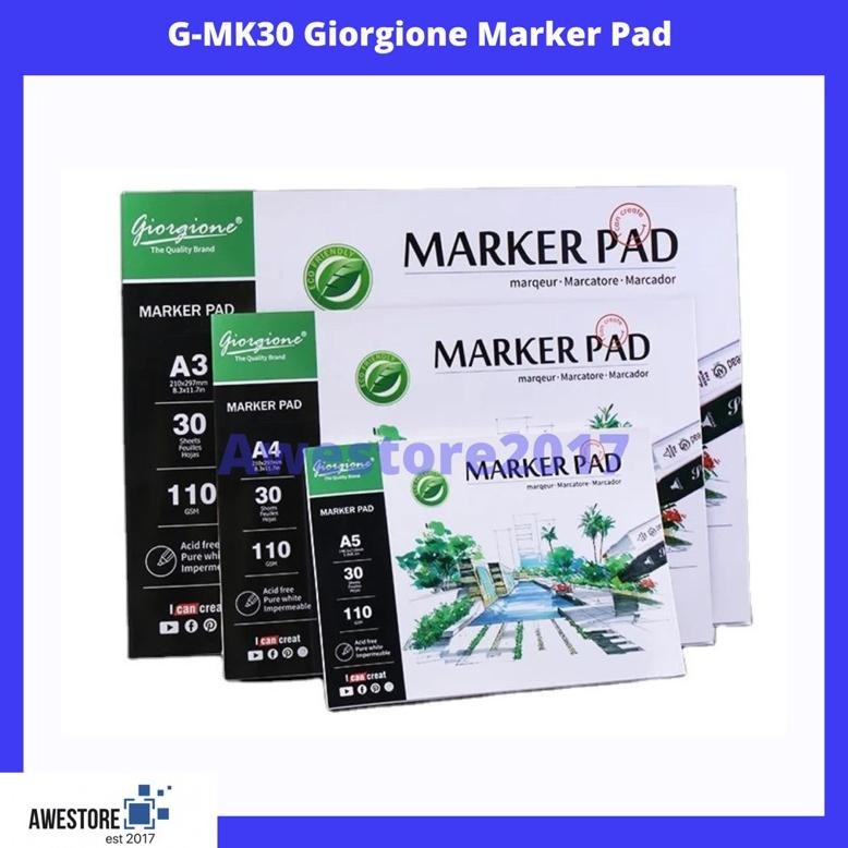 

PROMO G-MK30 GIORGIONE MARKER PAD DRAWING BOOK PAPER A3/A4/A5 KERTAS GAMBAR TREND