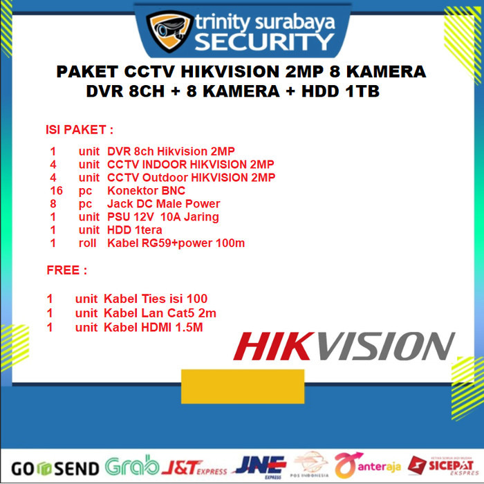 Paket CCTV 8ch HIKVISION 2mp