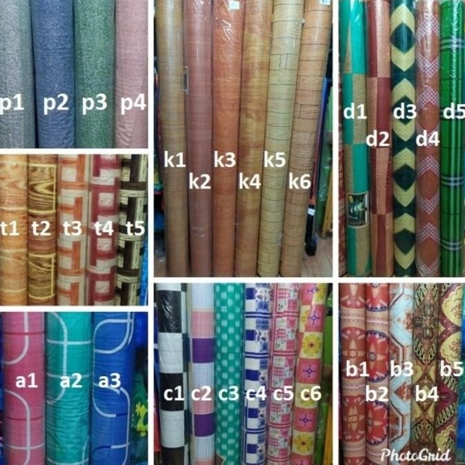 vinyl - karpet lantai plastik vinyl per rol motif kayu alas taplak meja perlak