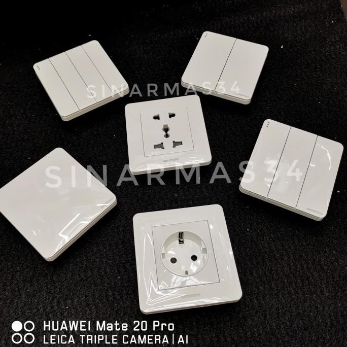 Original Saklar Triple Architech Putih Brown 3gang(Not Panasonic Not Clipsal)