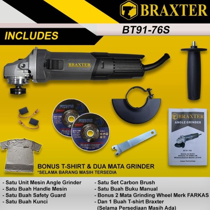 sale braxter mesin gerinda tangan bt 91-76s mesin gerinda 4" saklar samping