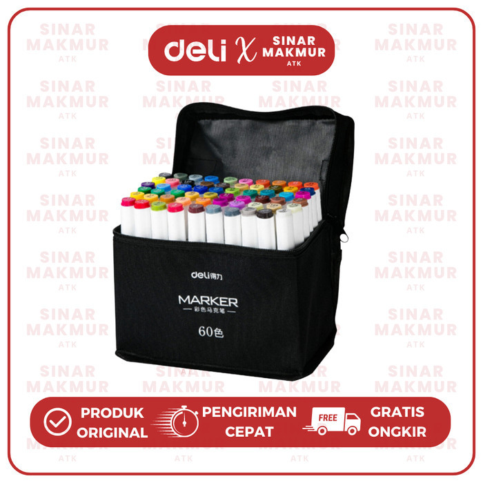 

Color Marker/Spidol Warna Dengan Tas 60 Warna Deli 70807-60 (Set)