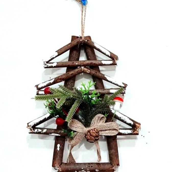 Best Sales Kayu Ranting Pohon Natal Dekorasi Hiasan Dinding Ornamen Natal Murah Rumah Kayu Pita Stok