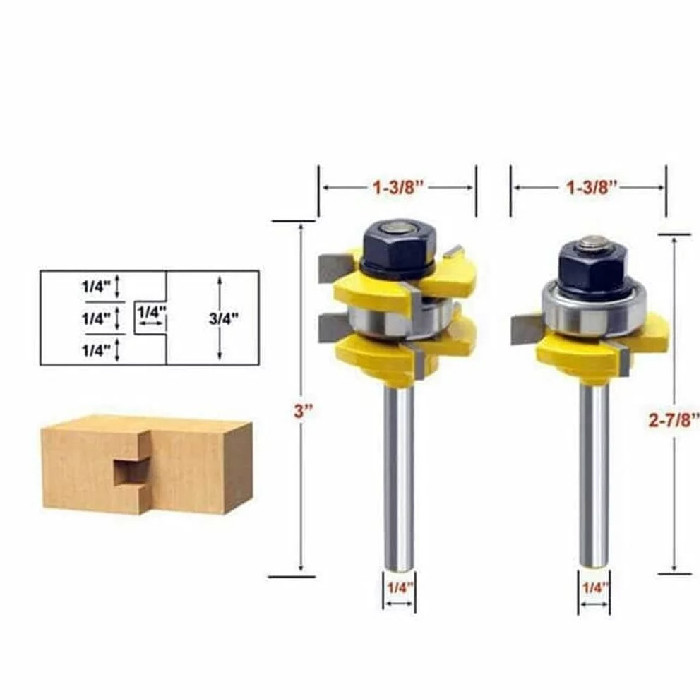 Mata profil Tongue & Groove Panel Pintu jendela / router bit set