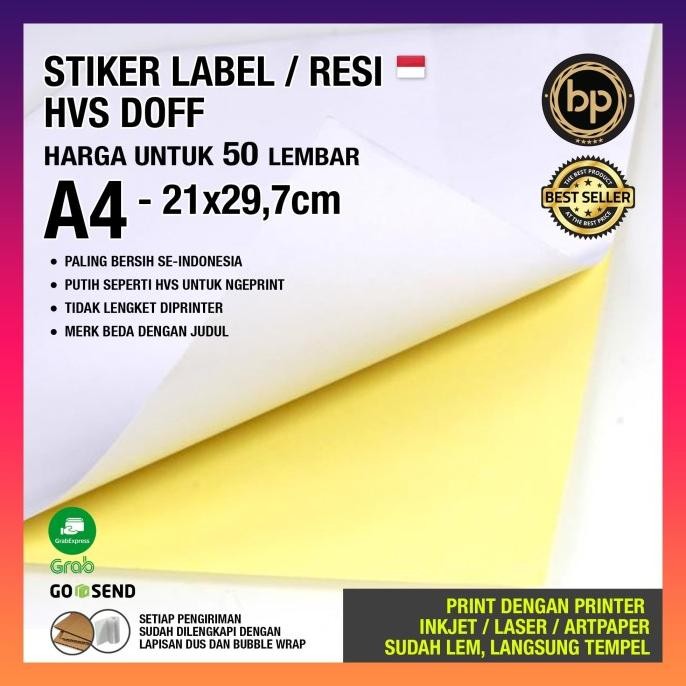 Tersedia Kertas Stiker Sticker HVS A4 Doft Doff Putih Polos High Quality LINTEC