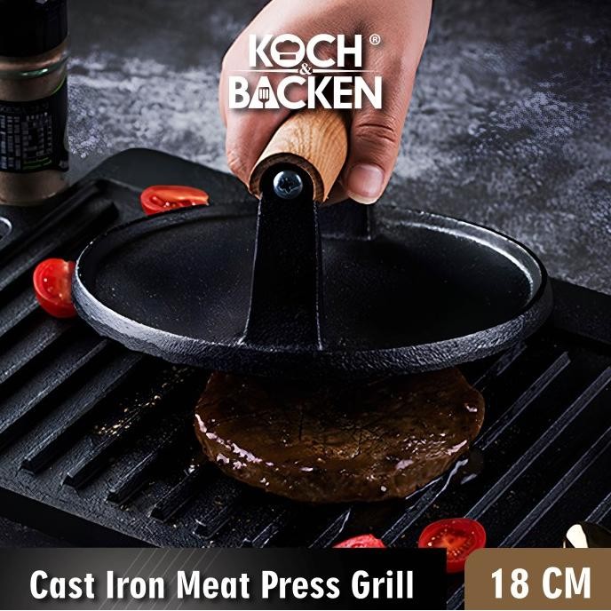Diskon Koch&Backen Cast Iron Meat Press Grill Alat Cetak Daging Burger Neo