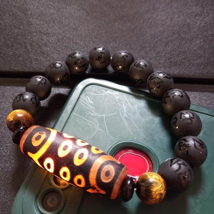 ~~~~~] gelang rejeki healing bead dzi 21 eye tibet blackgrass frost