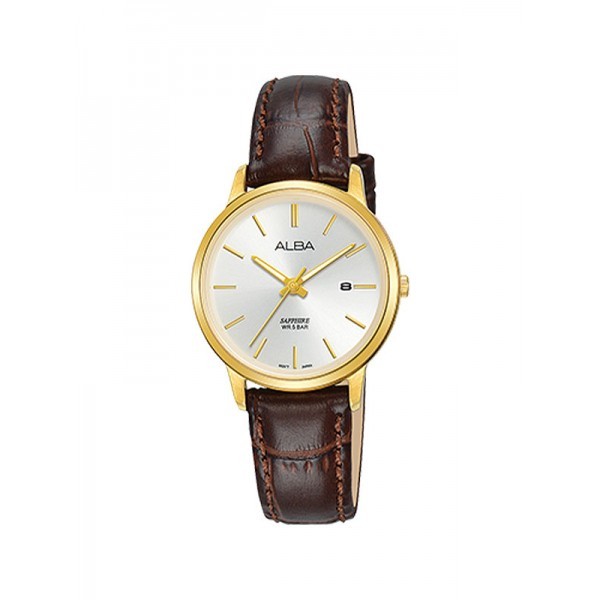 Jam Tangan Wanita Alba Prestige Sapphire Original  Garansi Resmi Leather Formal Gold AH7R58 X1