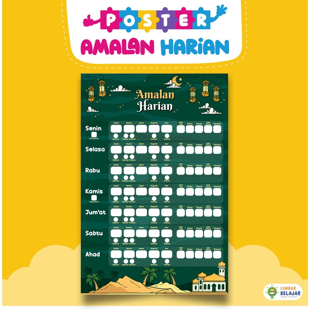 

Adaajaa [DOUBLE LAMINASI] Poster Edukasi Wipe And Clean Amalan Harian Muslim Untuk Anak Balita,