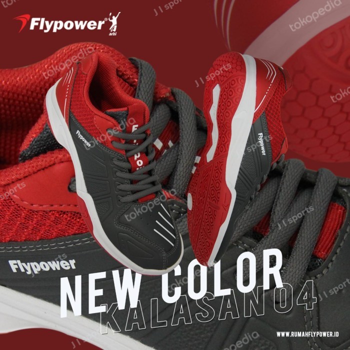 ORIGINAL Sepatu badminton bulutangkis flypower kalasan 04 4 abu ori