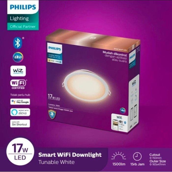 PHILIPS LAMPU SMART WIFI LED DOWNLIGHT 17W TUNABLE WHITE 6INCH