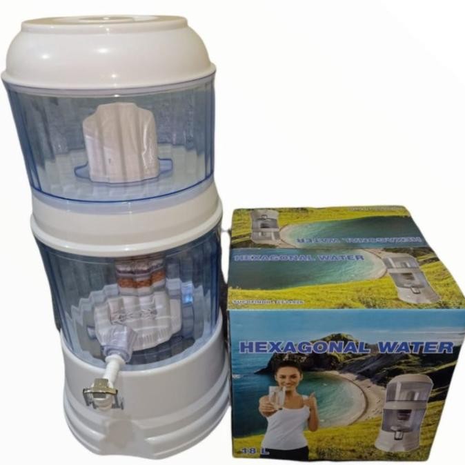 TERSEDIA WATER POT HEXAGONAL 18 LITER BIO ENERGY WATER PURIFIER MERUBAH AIR MENTAH MENJADI AIR MINUM