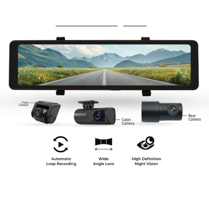 Mtech DVR Spion 3 Way Kamera Perekam Dashcam Mobil 11 Inch Treca Wifi GPS