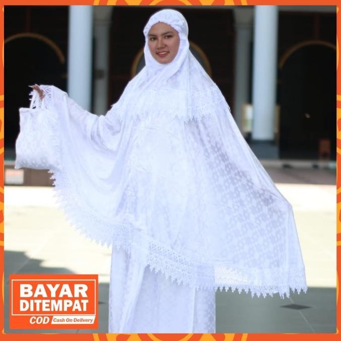 Sale Cod Mukena Dewasa Setelan Sutra Asli Original Sutera Putih Polos Jumbo