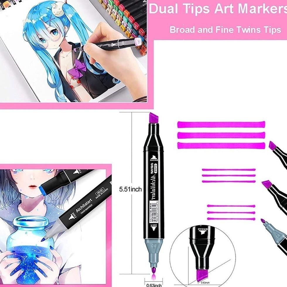 

Paus U - Spidol Warna Warni 1 Set Sketch Marker 2 Tip Touch Marker 48/60/80 Warna