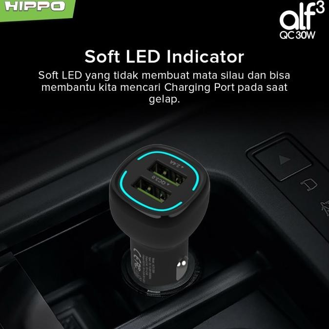 Hippo Car Charger ALF 3 Quick Fast Charging Total 30 W