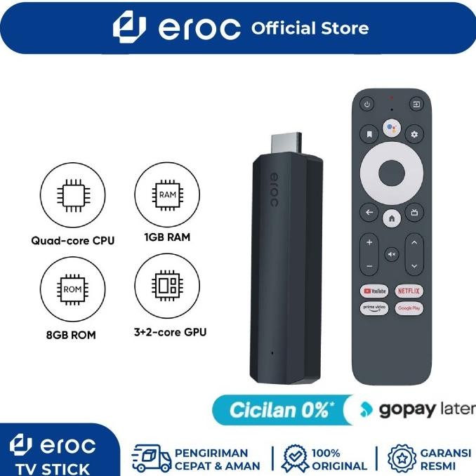 EROC TV Stick Android 11 - Full HD - WIFI - Google Assistant - F1