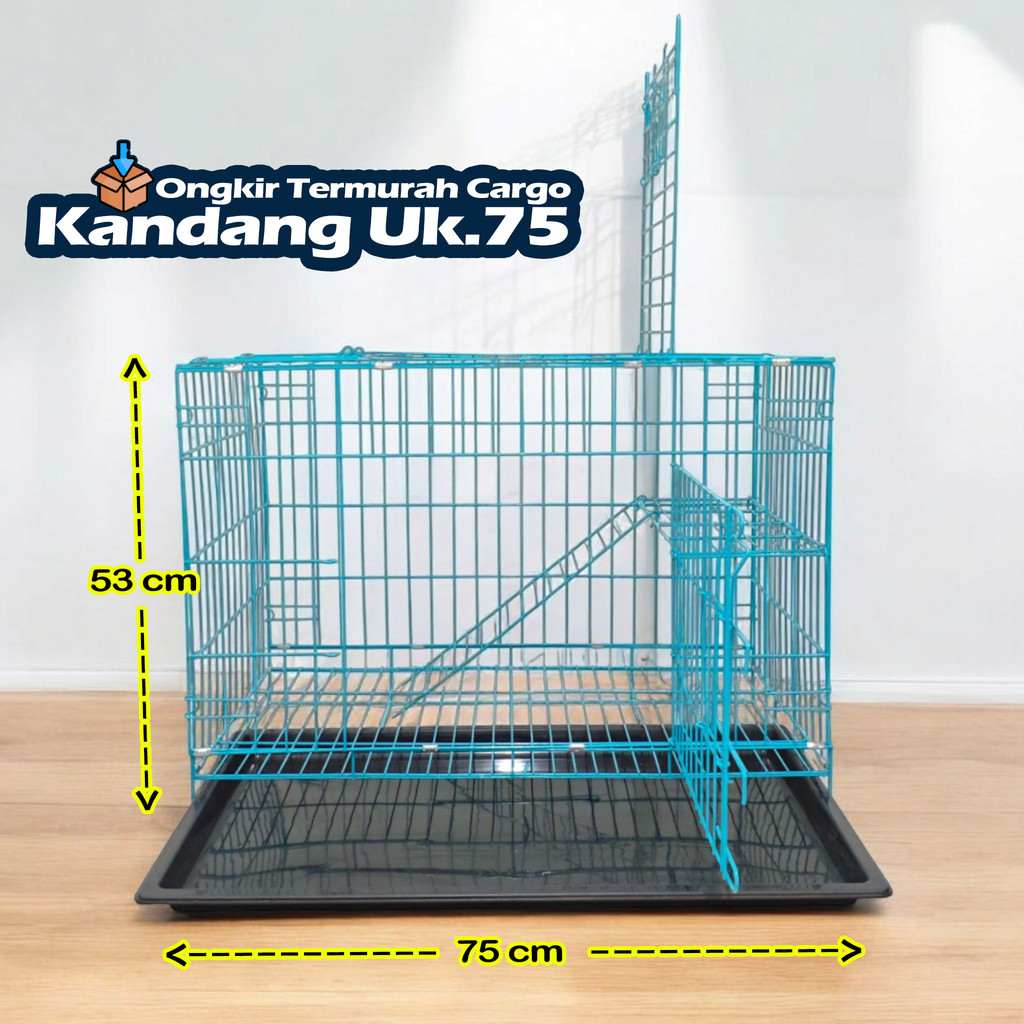 Kandang kucing murah/Kandang Kucing Anjing Kelinci Premium/Besi Lipat Tebal/Ukuran P75 x L45 x 53cm 