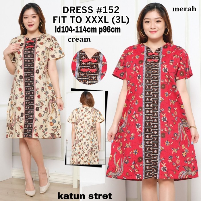 Lellay - Dress Batik Super Jumbo/Dress Jumbo/Baju Imlek/Cheongsam/Jumbo