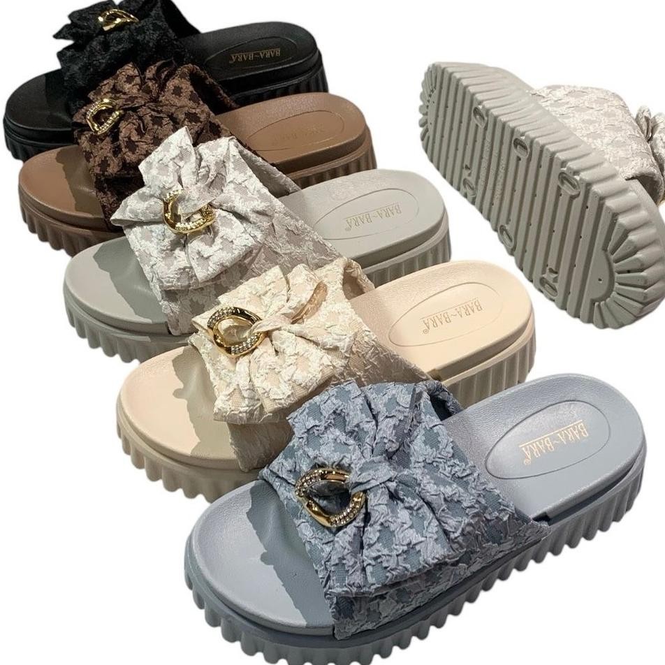 Bara Bara Sandal Selop Karet Pita Kain Wanita Jsl2305-Brvpt (As6)