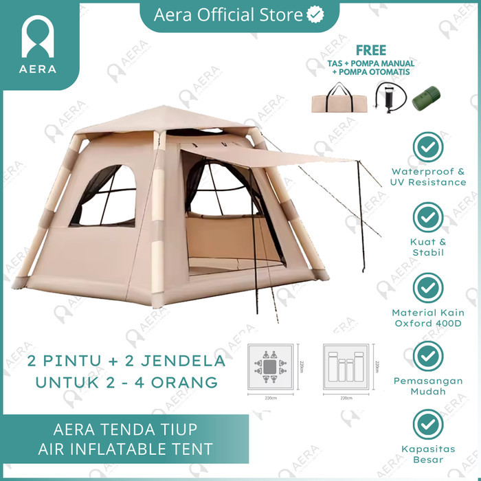 AERA Tenda Camping Air Inflatable 2 - 4 Orang Tenda Camping Pompa Tiup Portable Anti UV Tenda