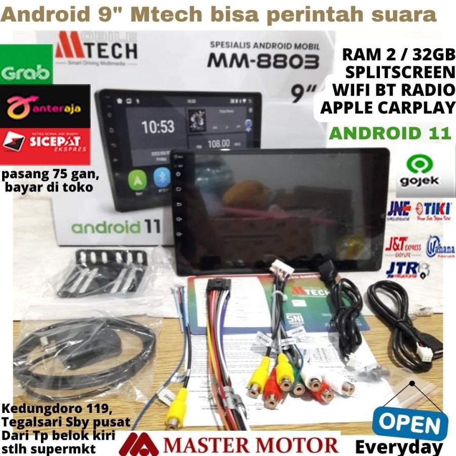 Headunit Android Mtech 9 Inch M-Tech Mm 8803 Ram 2 Rom 32 Gb Android 11 Voice Command Wifi Apple Car