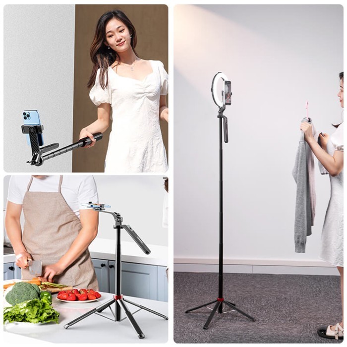Ulanzi Ma09 Selfie Stick Bluetooth Vlog Video Hp 2 Mode Tripod Gimbal