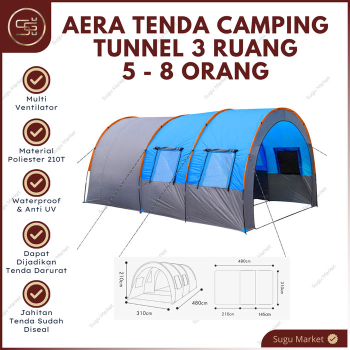 Tenda Camping Tunnel Aera 5-8 Orang Tent Camping Tunnel Multiperson