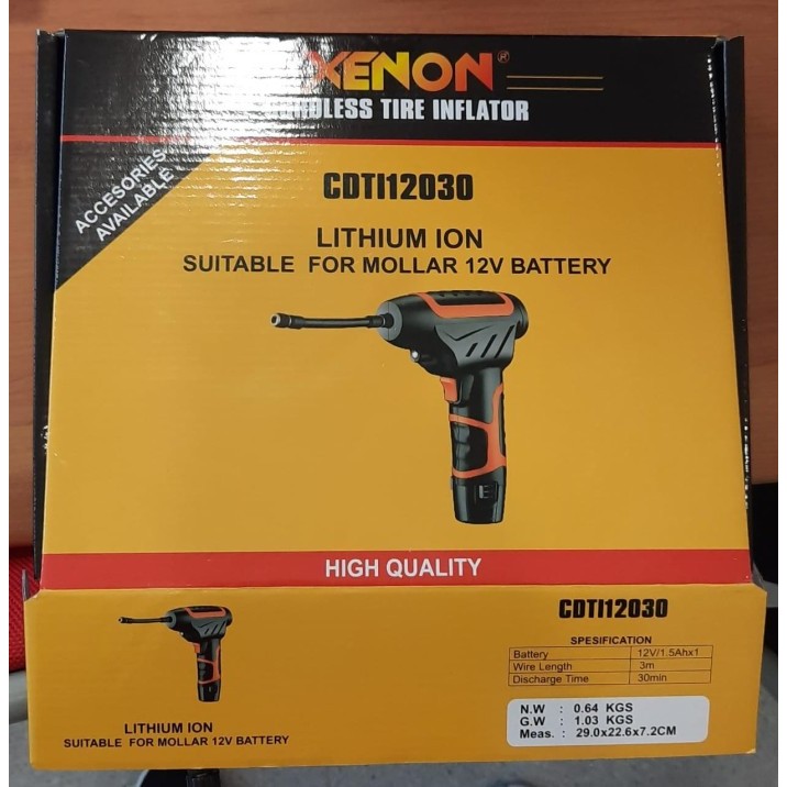 Xenon Cdti12030 Cordless Tire Inflator Kompresor Mini Pompa Ban Batere