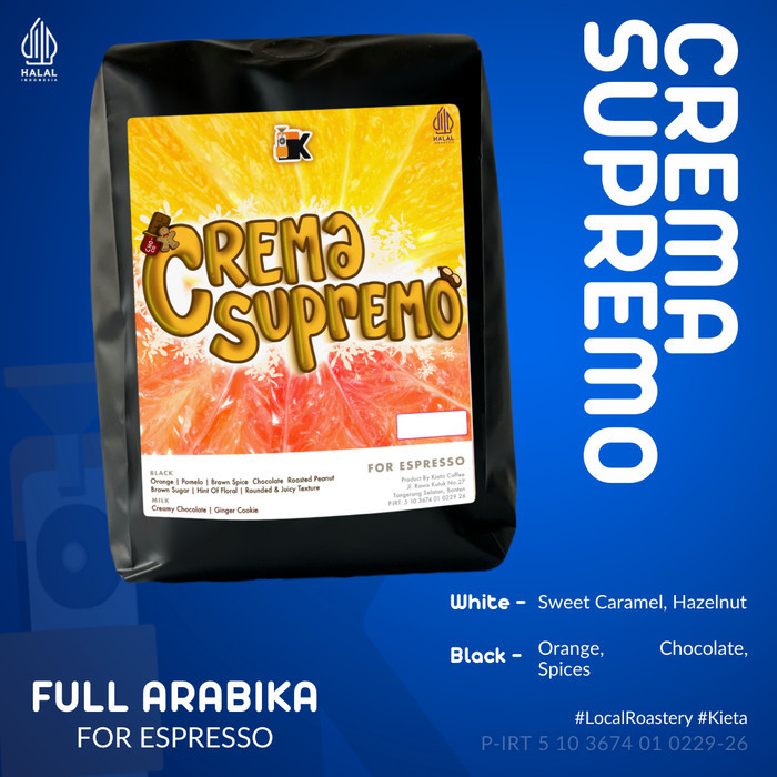

Kopi Crema Supremo Espresso Blend 1kg - 100% arabika by kieta coffee