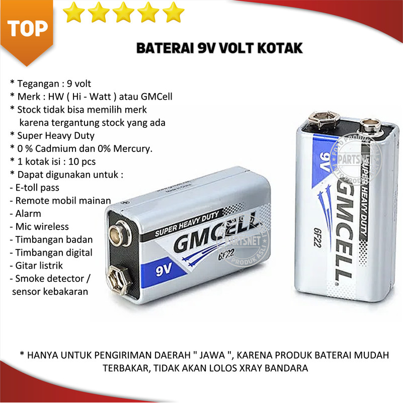 Baterai battery batu batere batre 9v volt kotak
