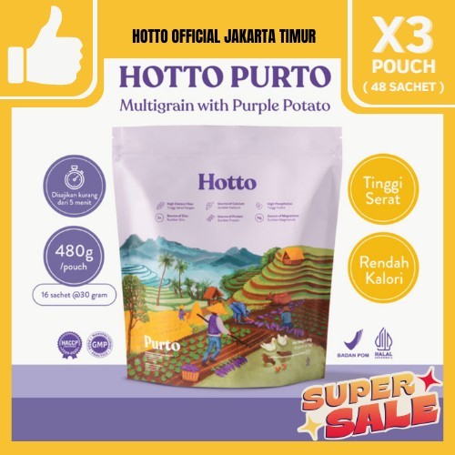 

PROMO 3 POUCH HOTTO PURTO MULTIGRAIN PURPLE (48Sachet)