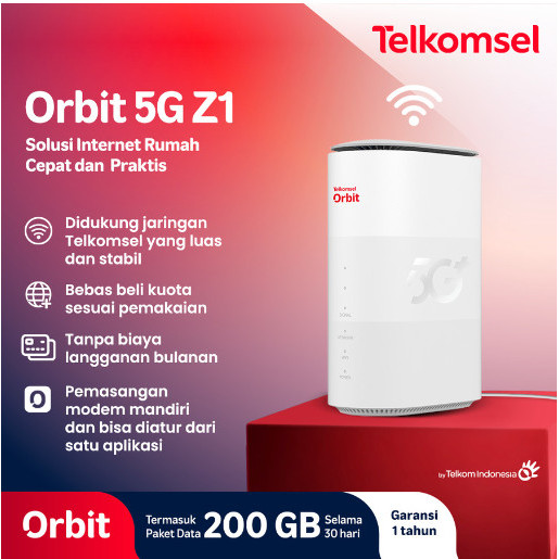 Telkomsel Orbit 5G Z1 Modem WiFi 5G High Speed Free Perdana internet Kuota 200GB