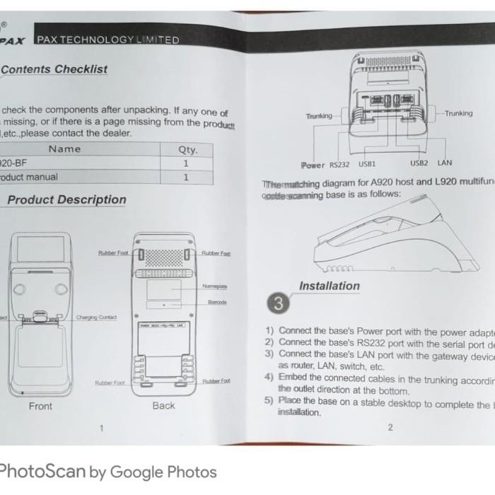 Docking Edc Android Pax A920