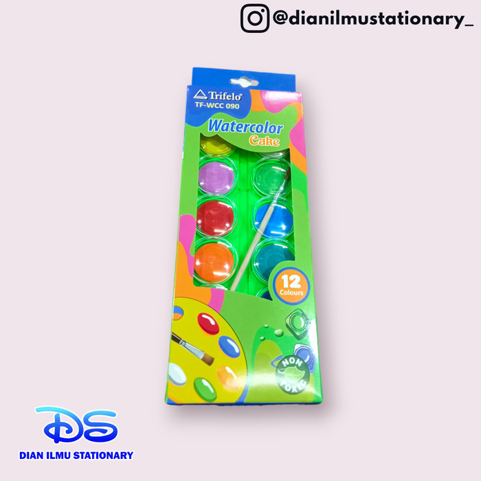 

Ready oke] watercolor cakes cat air padat trifelo 12 warna wcc-090