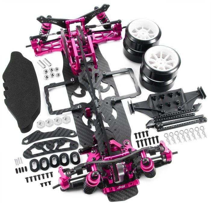 OBRAL YEAHRUN Metal Alloy & Carbon Frame Assembly Kit with Wheels for Sakura D4 1/10 AWD 4WD RC Flat