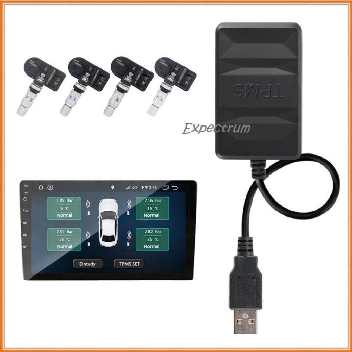 TERBARU - TPMS utk Headunit Android dgn 4 Sensor Sistem Alarm USB Android