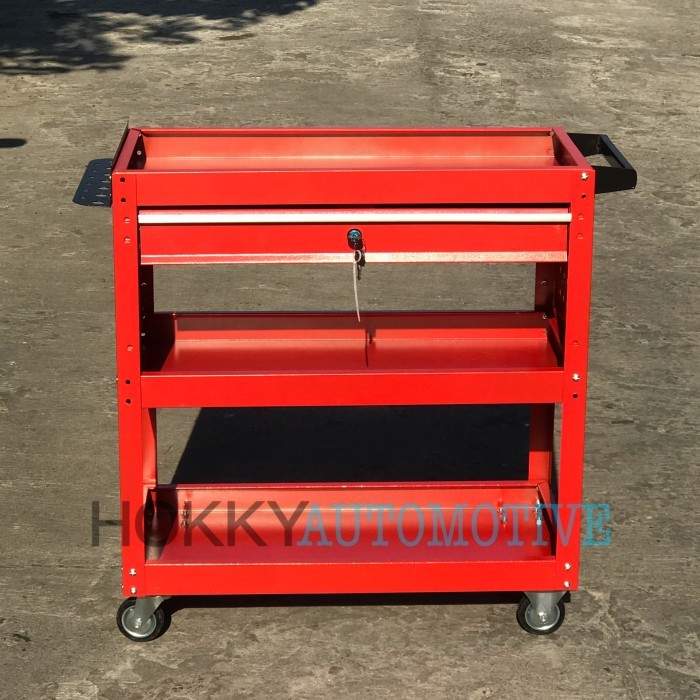 Rak Penyimpanan Tool Perbengkelan 3 Tingkat + 1 Drawer / Tool Trolley