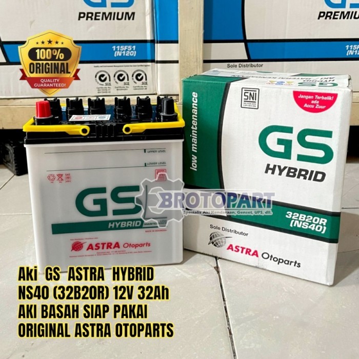 Aki Mobil Toyota Avanza, Rush, Raum, Starlet Accu Gs Hybrid Ns40 32Ah