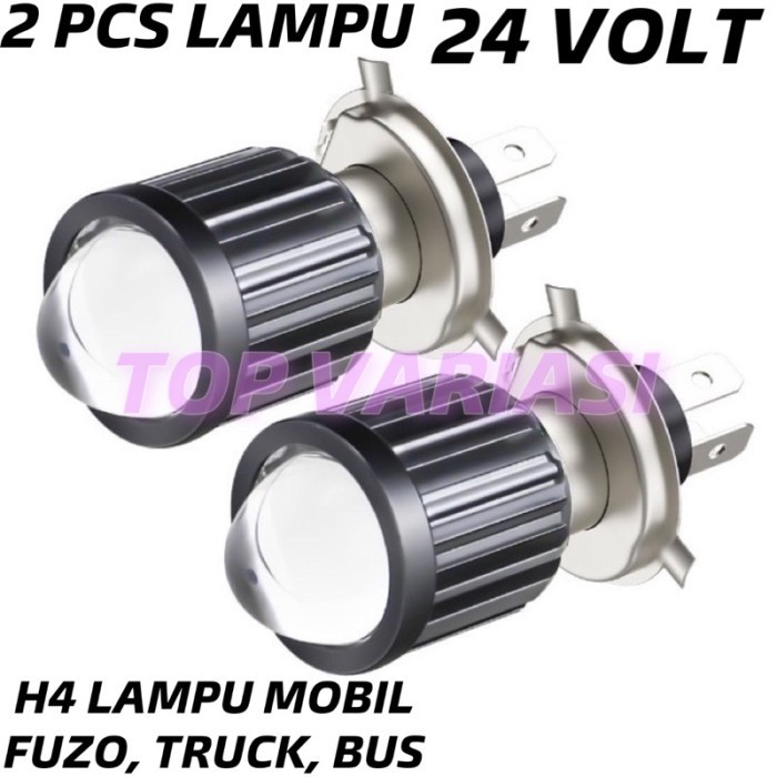 PROMO 2 PCS LAMPU LAMPU LED DEPAN UTAMA H4 LASER GUN PUTIH - KUNING 24 VOLT SOKET H4 MOTOR DAN MOBIL
